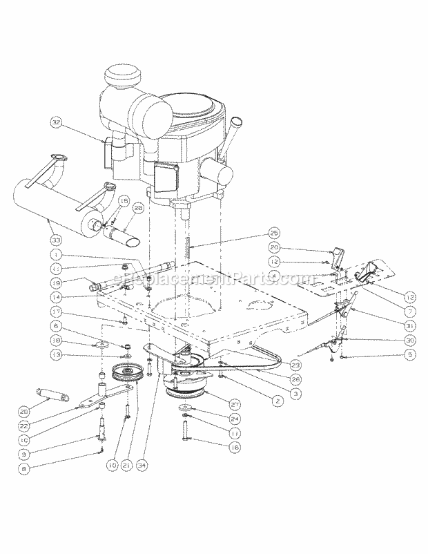 Kawasaki Engine Assembly Diagram and Parts List for M72-KW 53AI8CTZ750-37HP-OHV Cub Cadet Lawn Tractor
